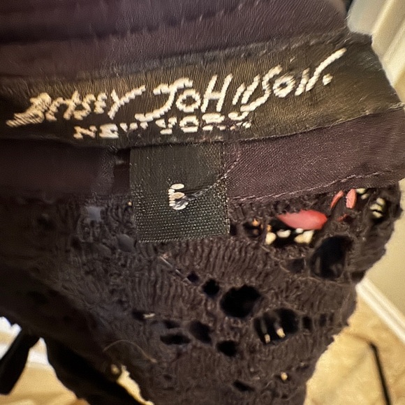 Betsey Johnson Black Lace Blouse with Bow Accents - Picture 5 of 5
